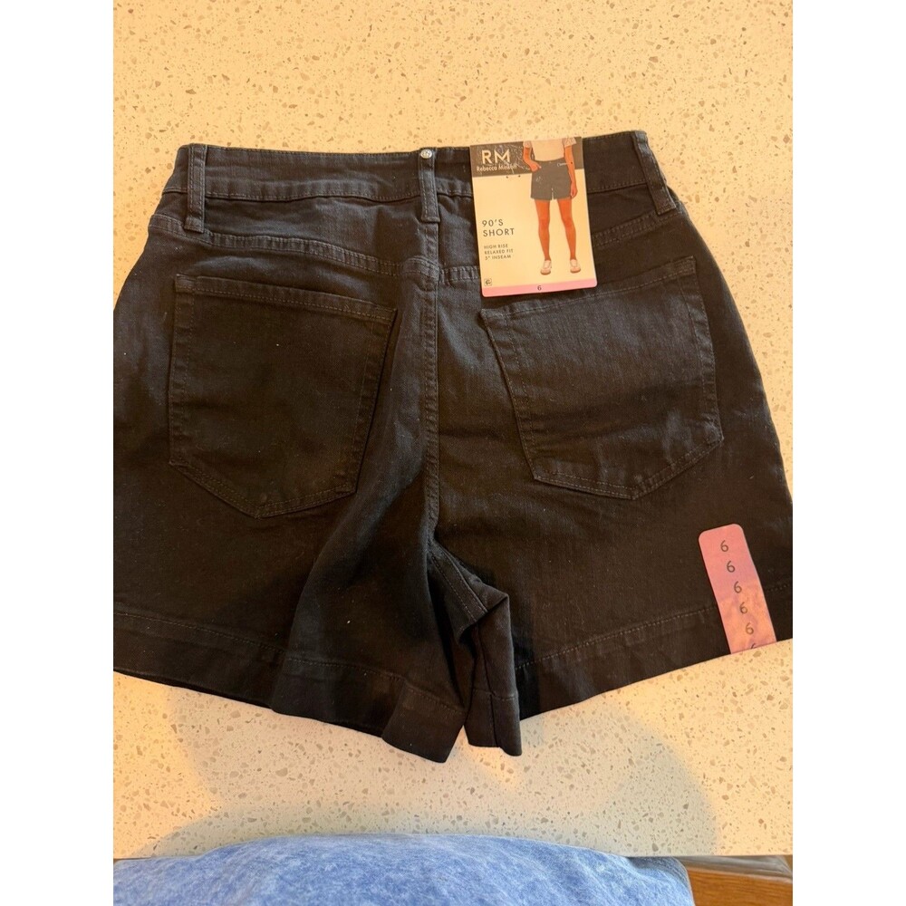 Rebecca Minkoff 90's Short High Rise Relaxed Fit Dark Black Denim Size 6 Women's - Picture 2 of 6